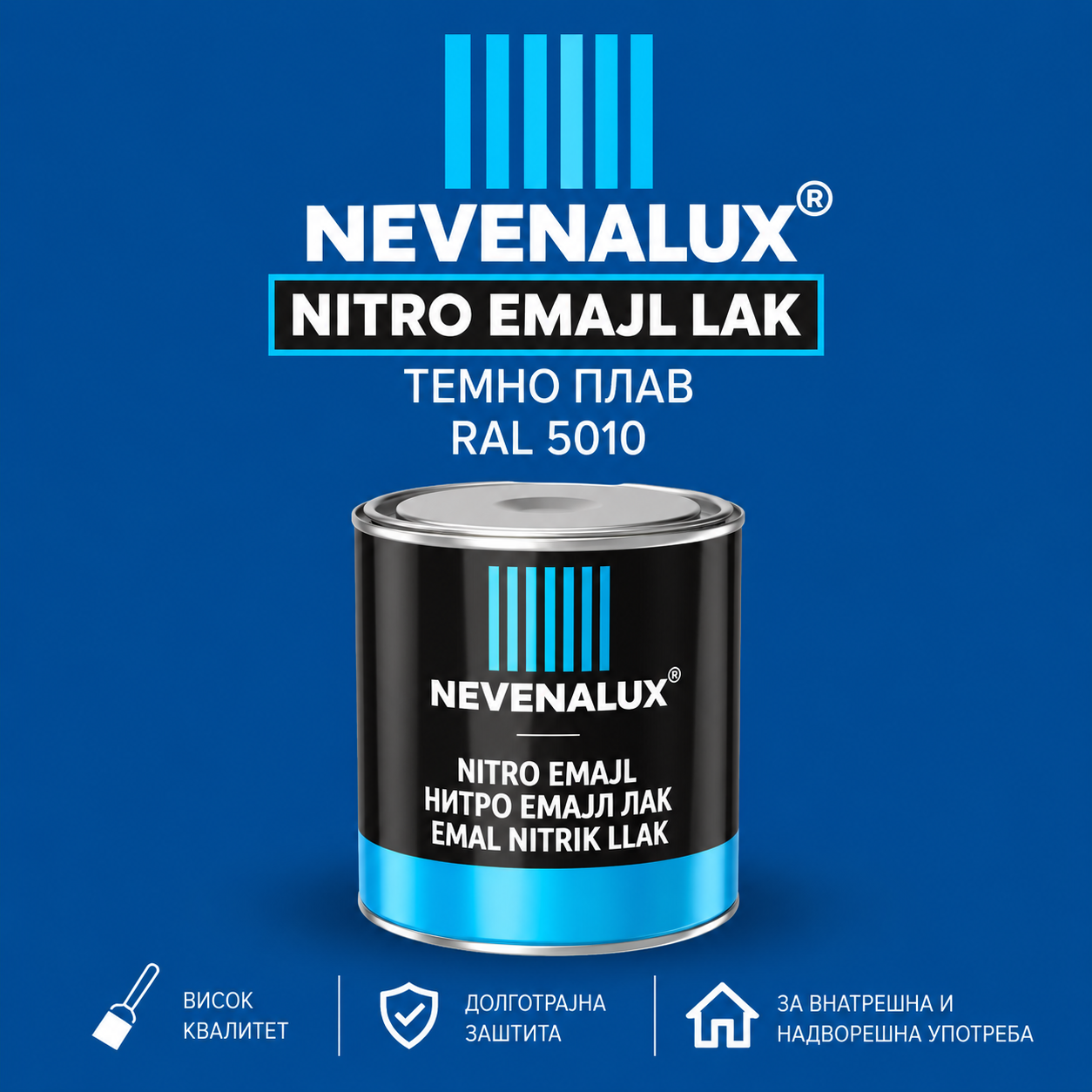 NEVENALUX Нитро емајл лак 0.75Л темно плав