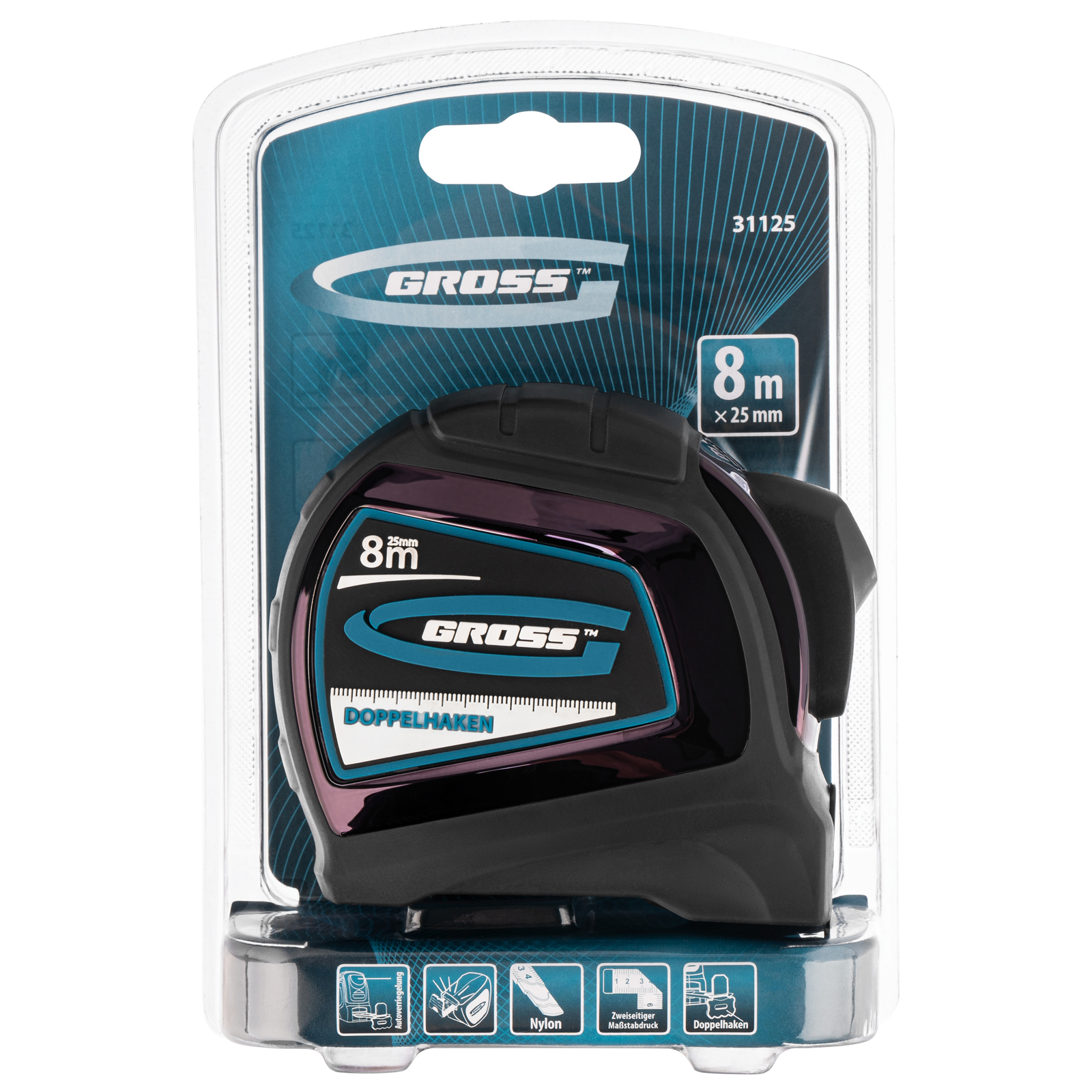 GROSS Метро со двострана скала 8м*25мм авто-стоп