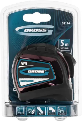GROSS Метро со двострана скала 5м*25мм авто-стоп